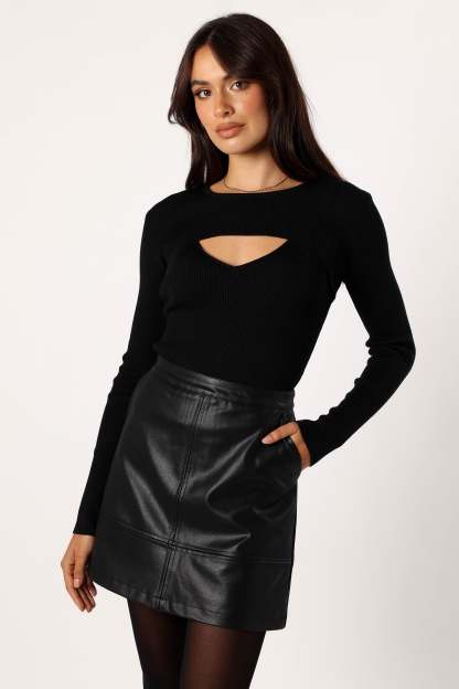 Jupiter Long Sleeve Knit Top - Black-Sunny Prom