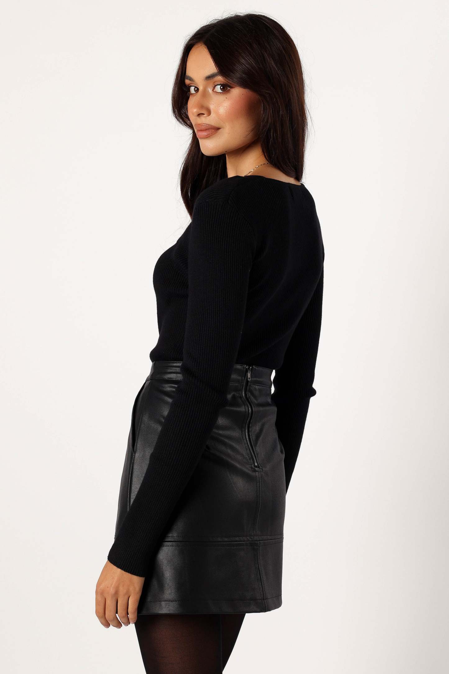 Jupiter Long Sleeve Knit Top - Black-Sunny Prom