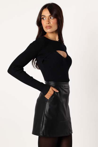 Jupiter Long Sleeve Knit Top - Black-Sunny Prom
