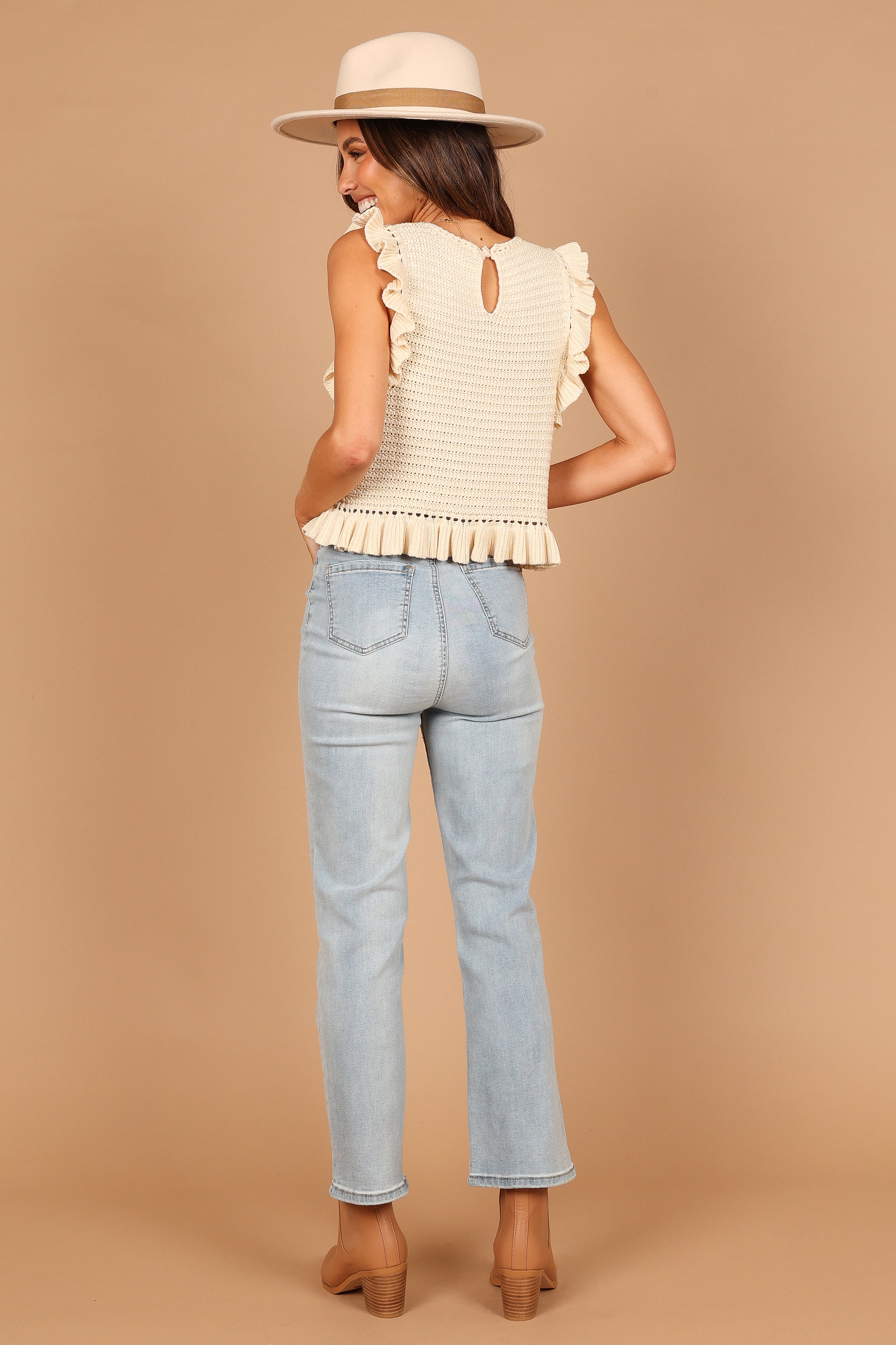 Katia Frill Knitted Top - Cream-Sunny Prom