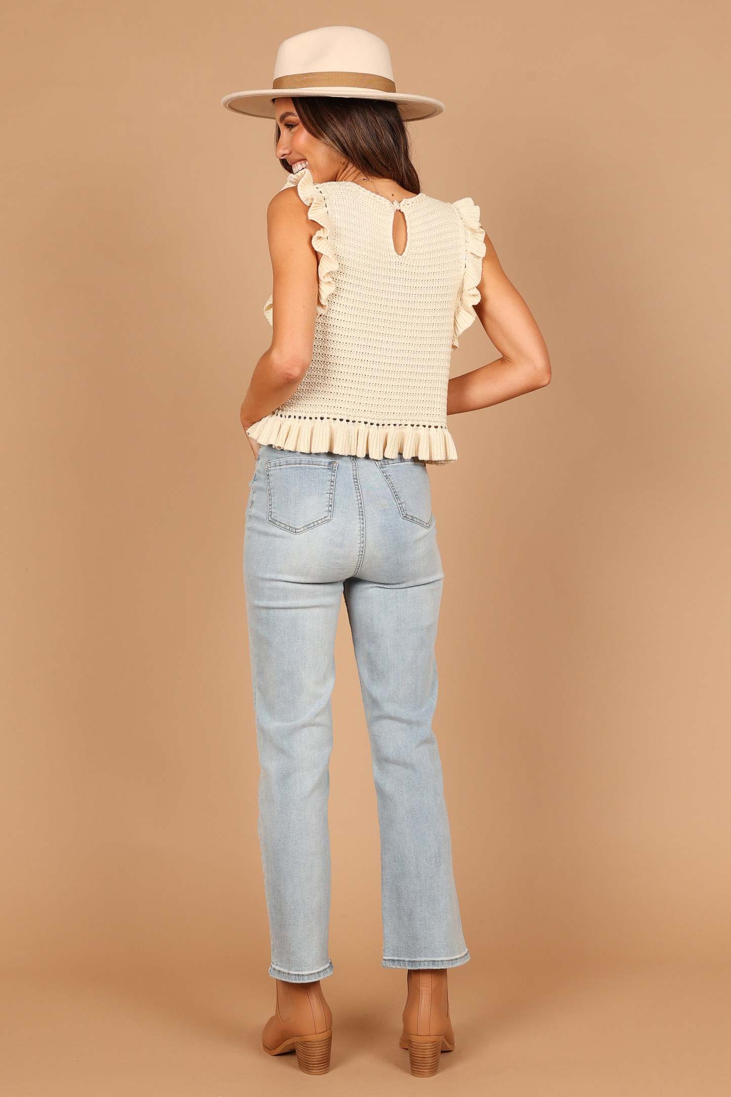 Katia Frill Knitted Top - Cream-Sunny Prom