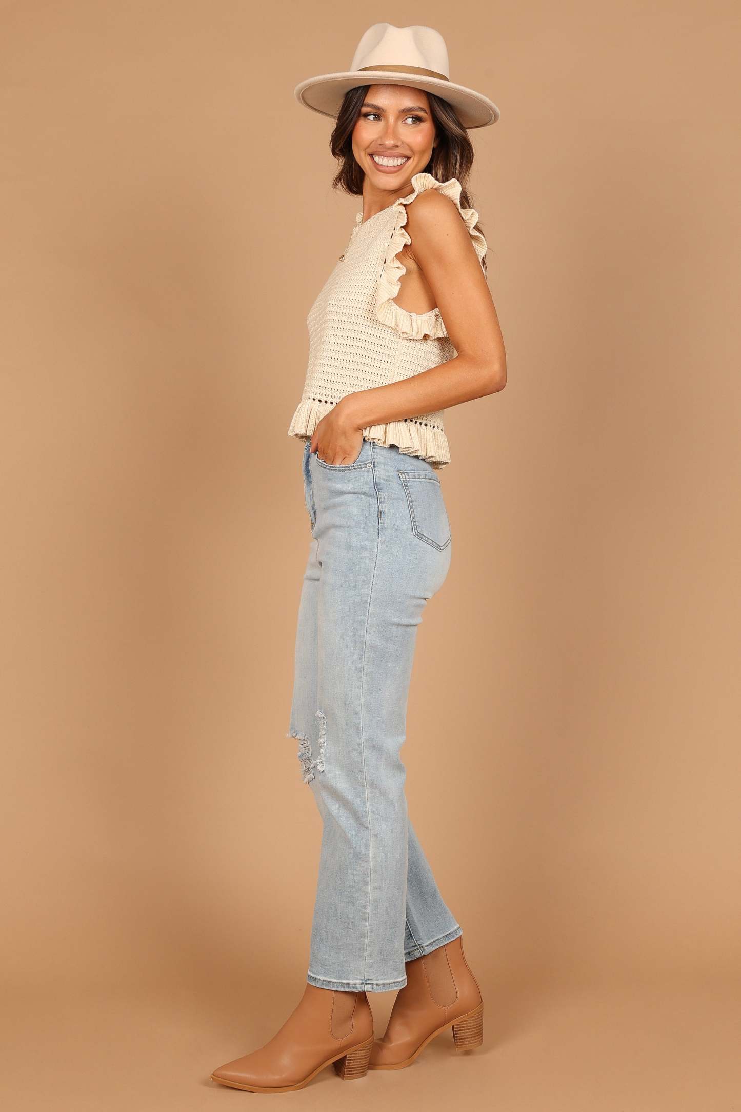 Katia Frill Knitted Top - Cream-Sunny Prom