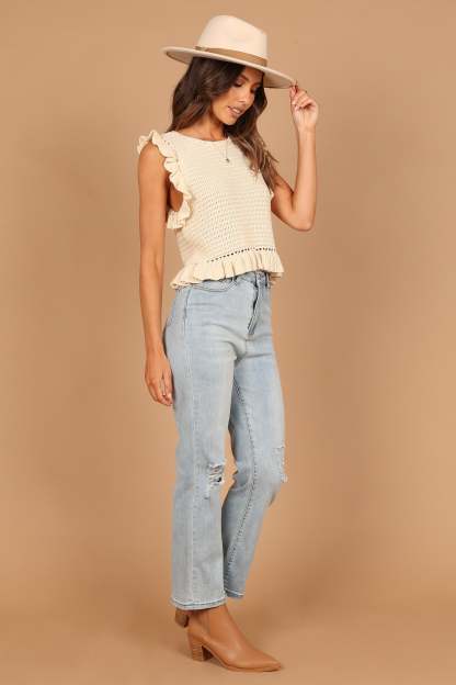 Katia Frill Knitted Top - Cream-Sunny Prom