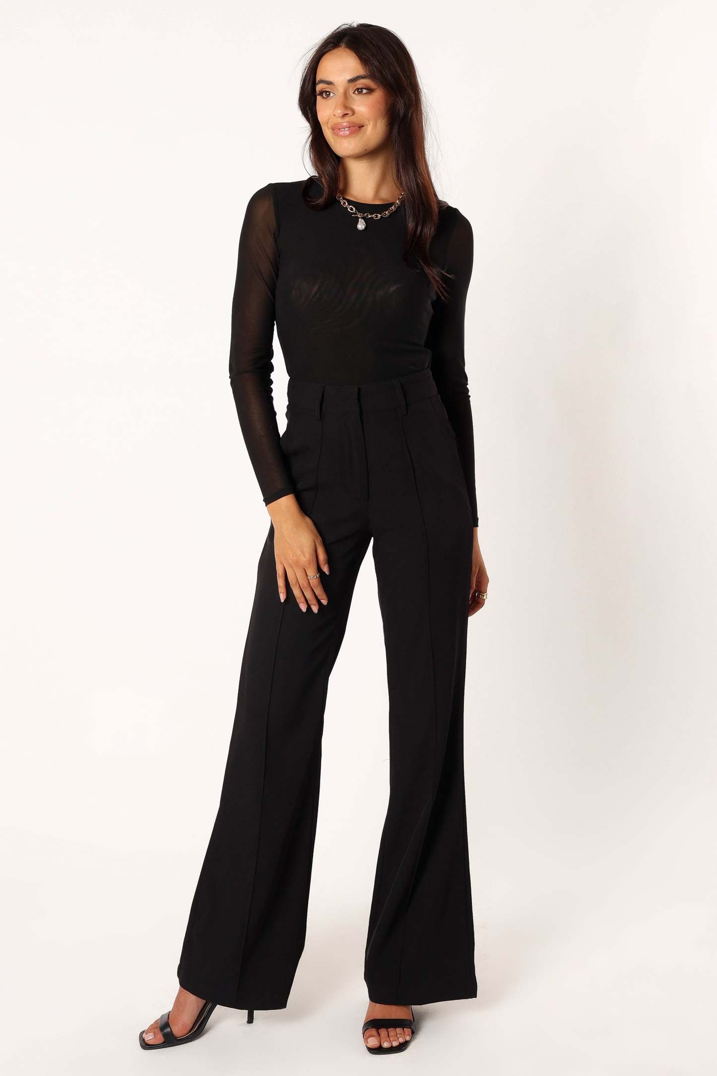Kellie Mesh Long Sleeve Bodysuit - Black-Sunny Prom