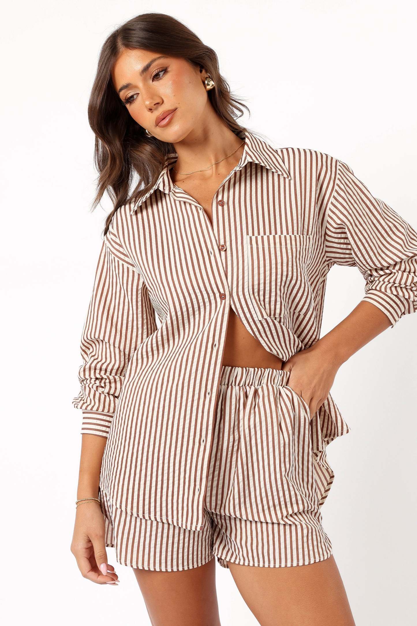 Kennie Top - Brown Stripe-Sunny Prom