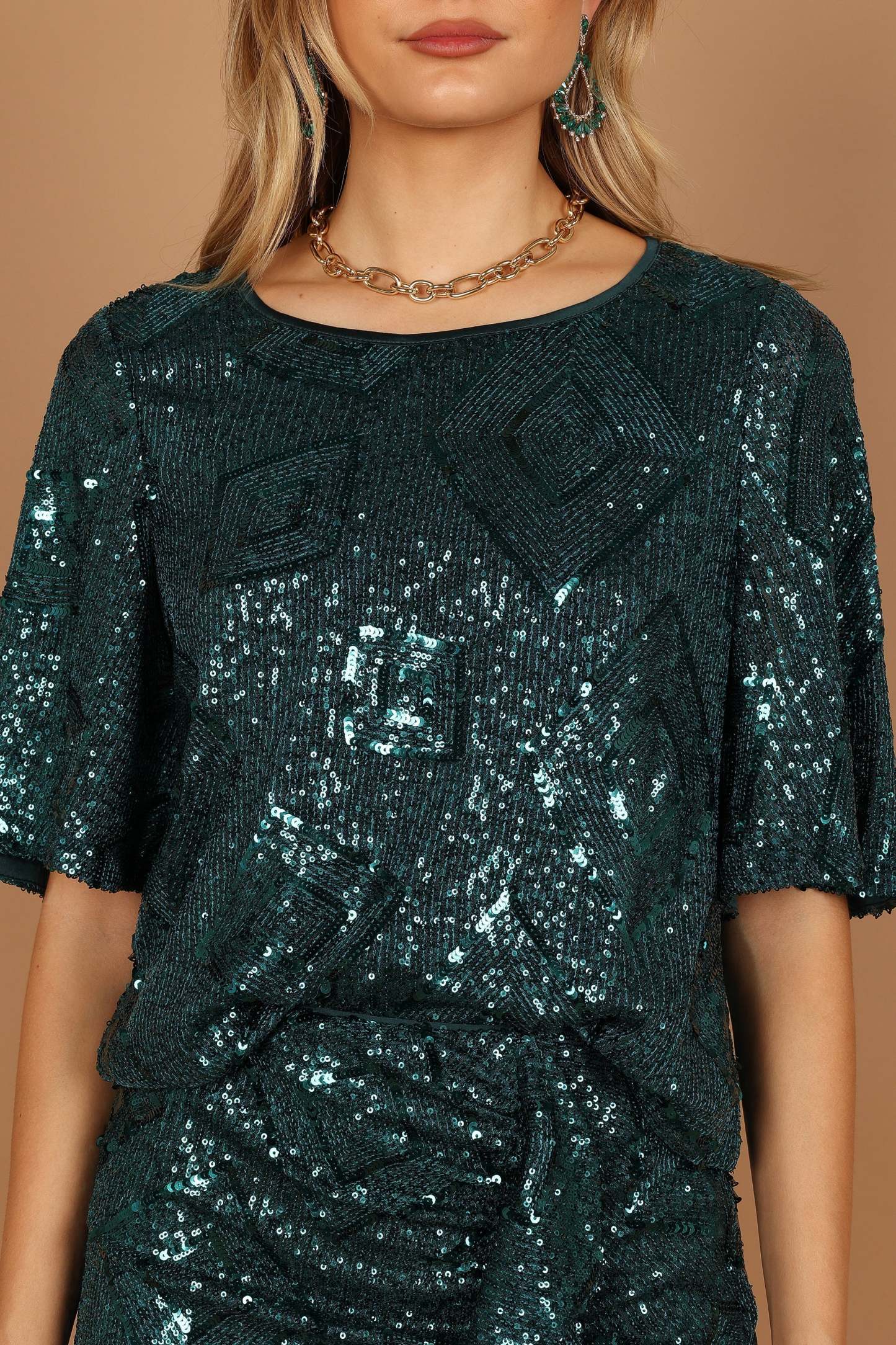 Lana Sequin Top - Hunter Green-Sunny Prom