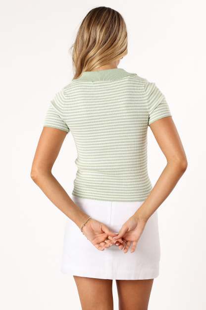 Leo Stripe Top - Sage-Sunny Prom