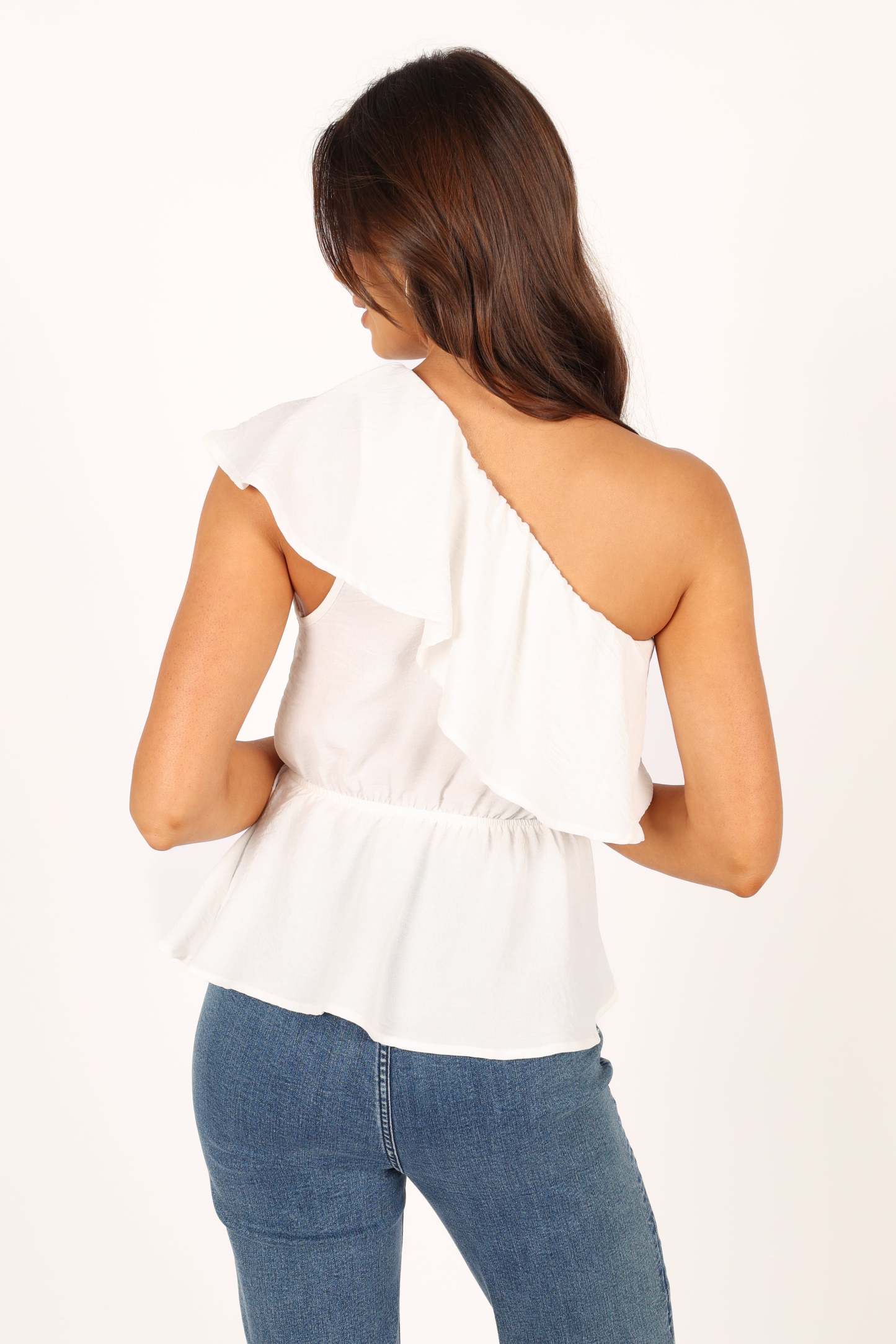 Lorah One Shoulder Top - White-Sunny Prom