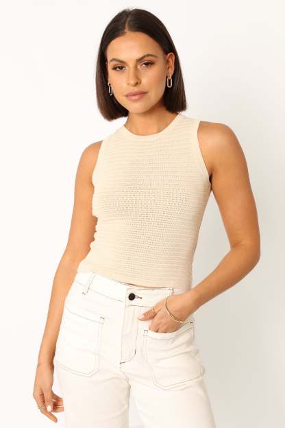 Maisey Knit Tank - Ecru-Sunny Prom