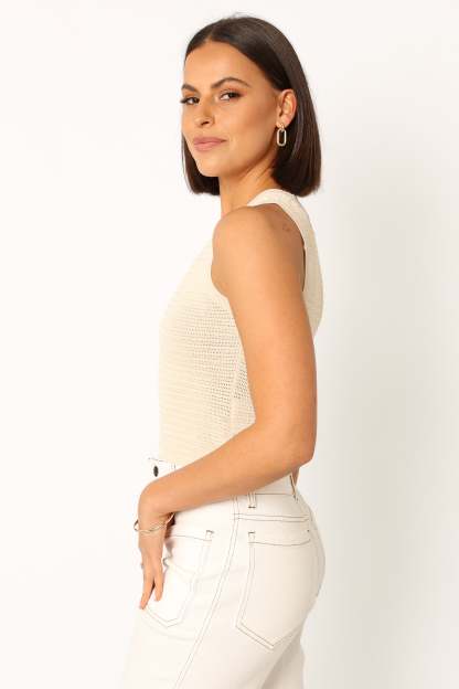 Maisey Knit Tank - Ecru-Sunny Prom