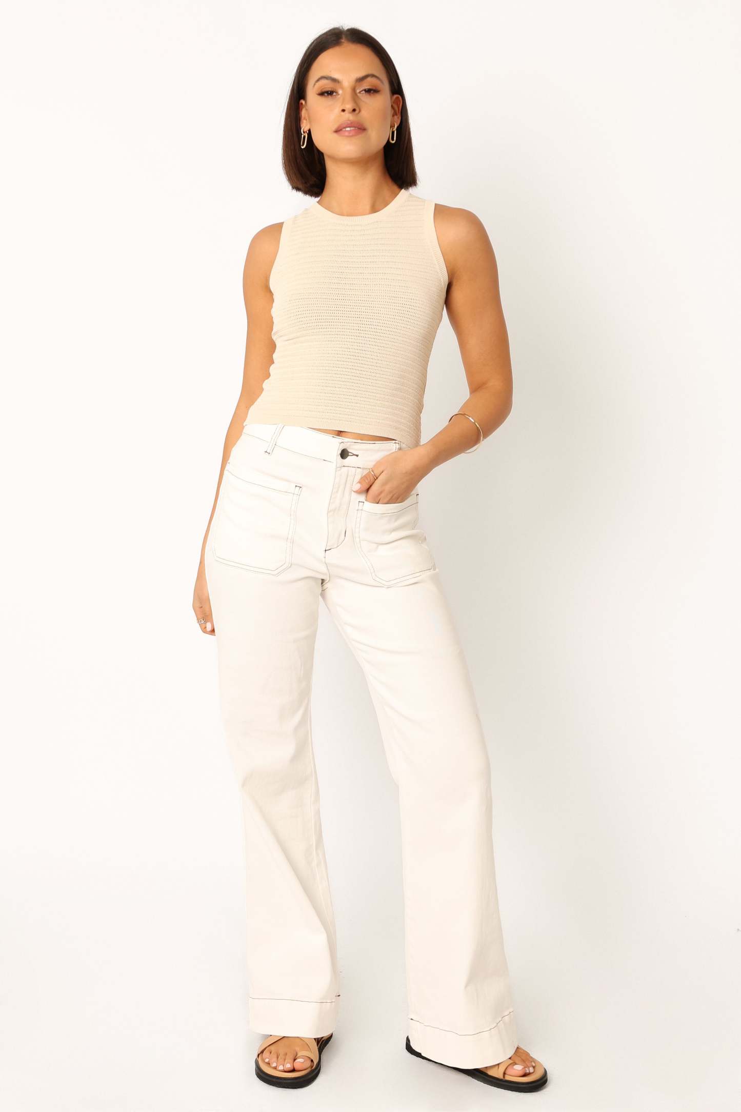 Maisey Knit Tank - Ecru-Sunny Prom