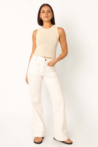Maisey Knit Tank - Ecru-Sunny Prom