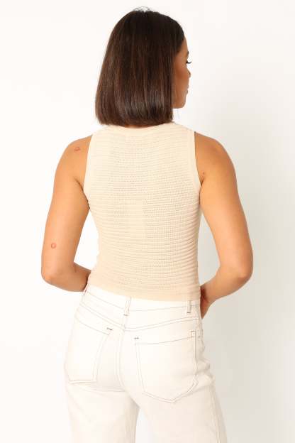 Maisey Knit Tank - Ecru-Sunny Prom