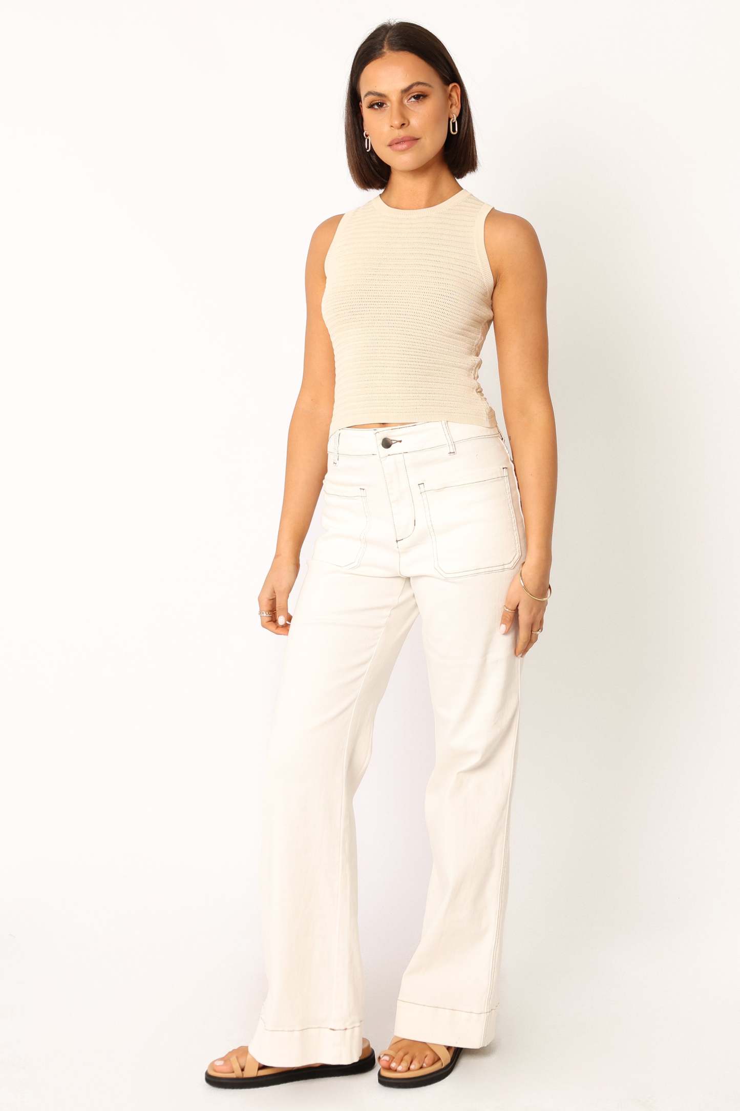 Maisey Knit Tank - Ecru-Sunny Prom