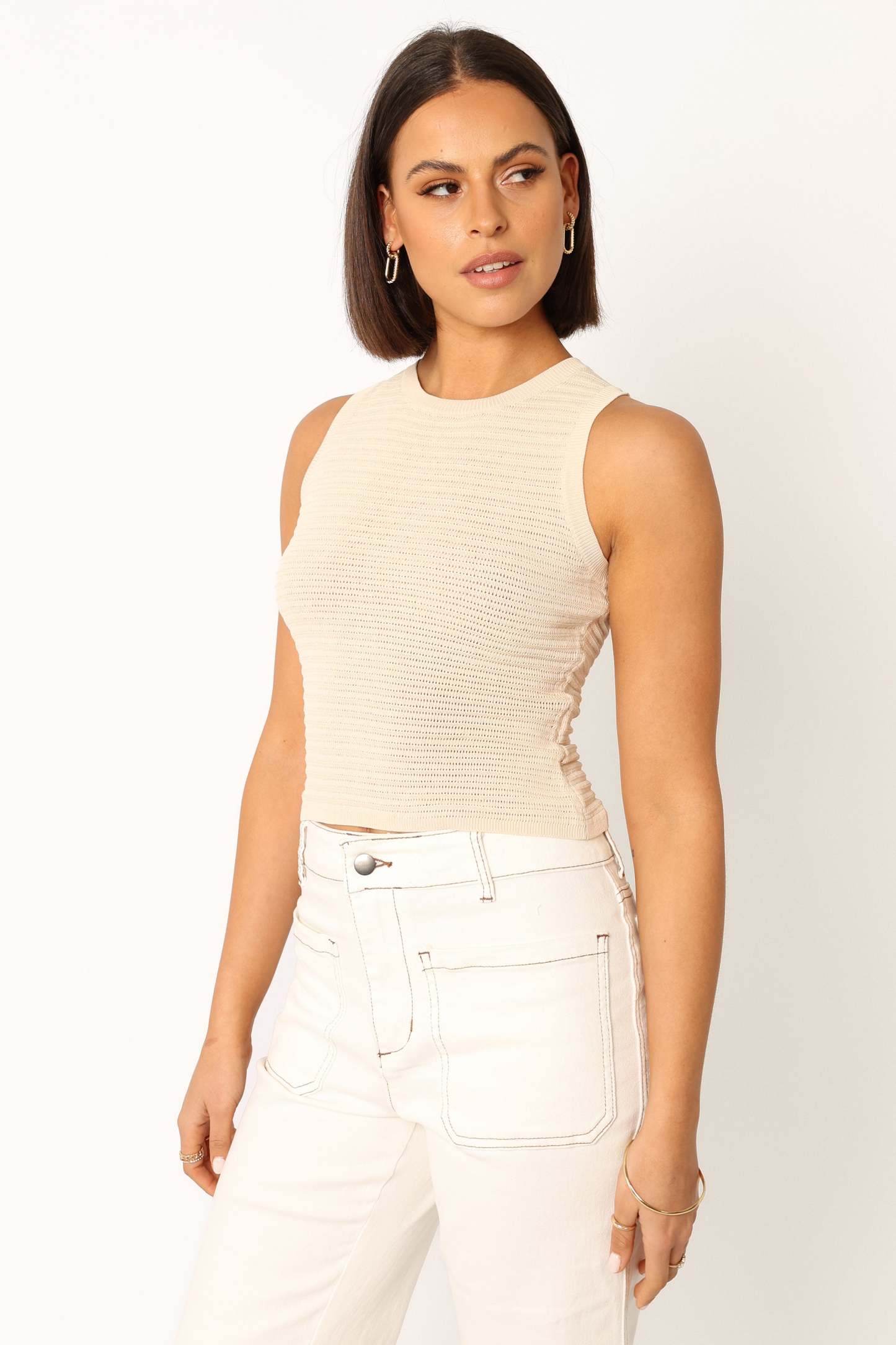 Maisey Knit Tank - Ecru-Sunny Prom