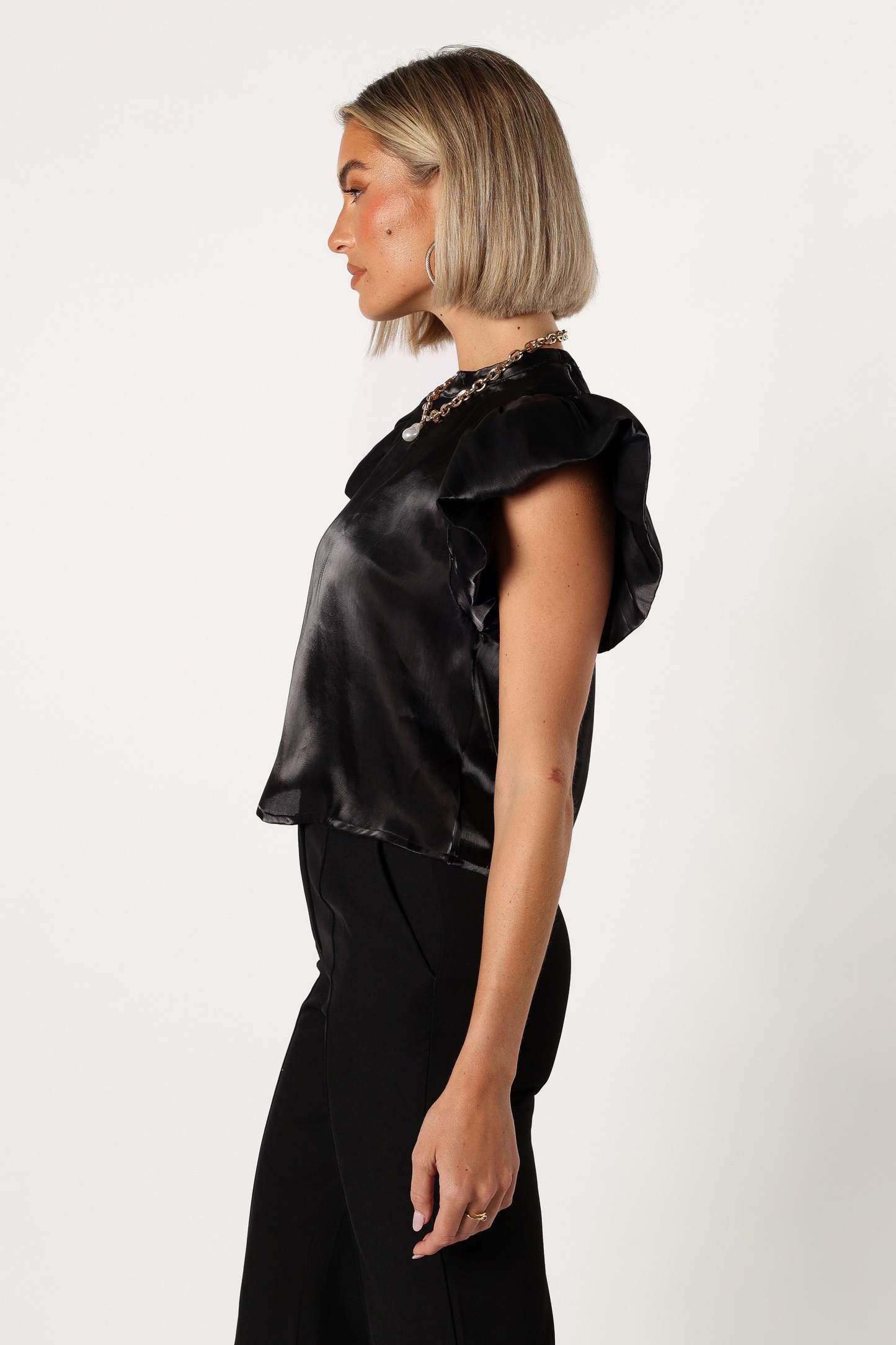 Marianna Ruffle Sleeve Top - Black-Sunny Prom