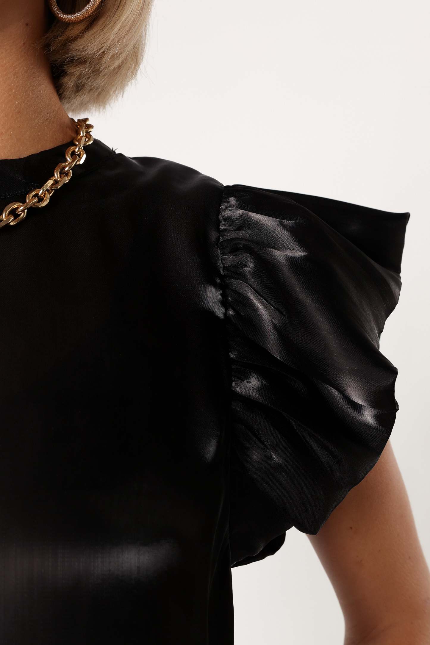 Marianna Ruffle Sleeve Top - Black-Sunny Prom