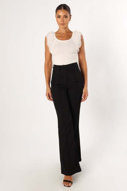 Meg Tulle Ruffle Sleeve Bodysuit - White-Sunny Prom