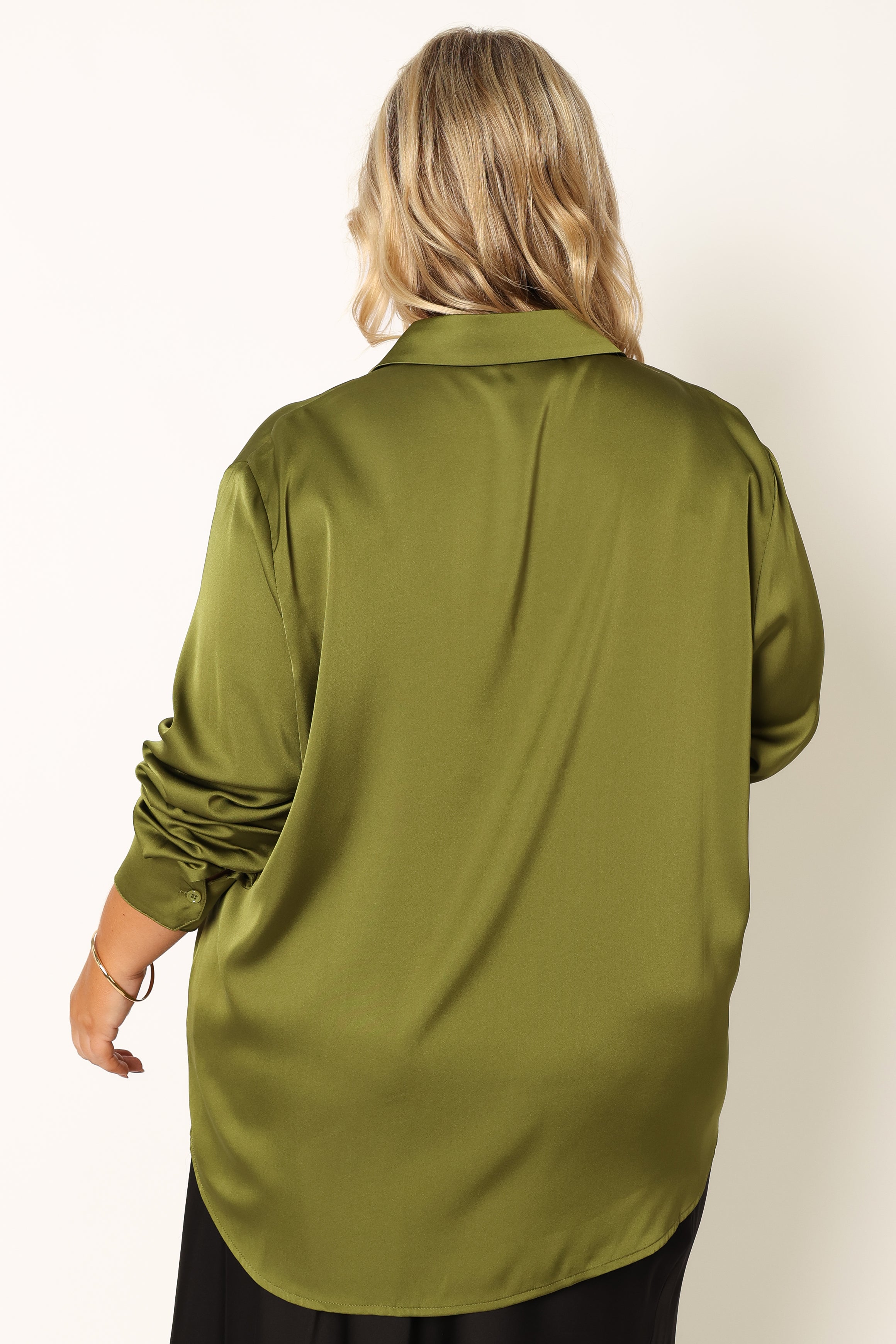 Narissa Satin Shirt - Palm Green-Sunny Prom