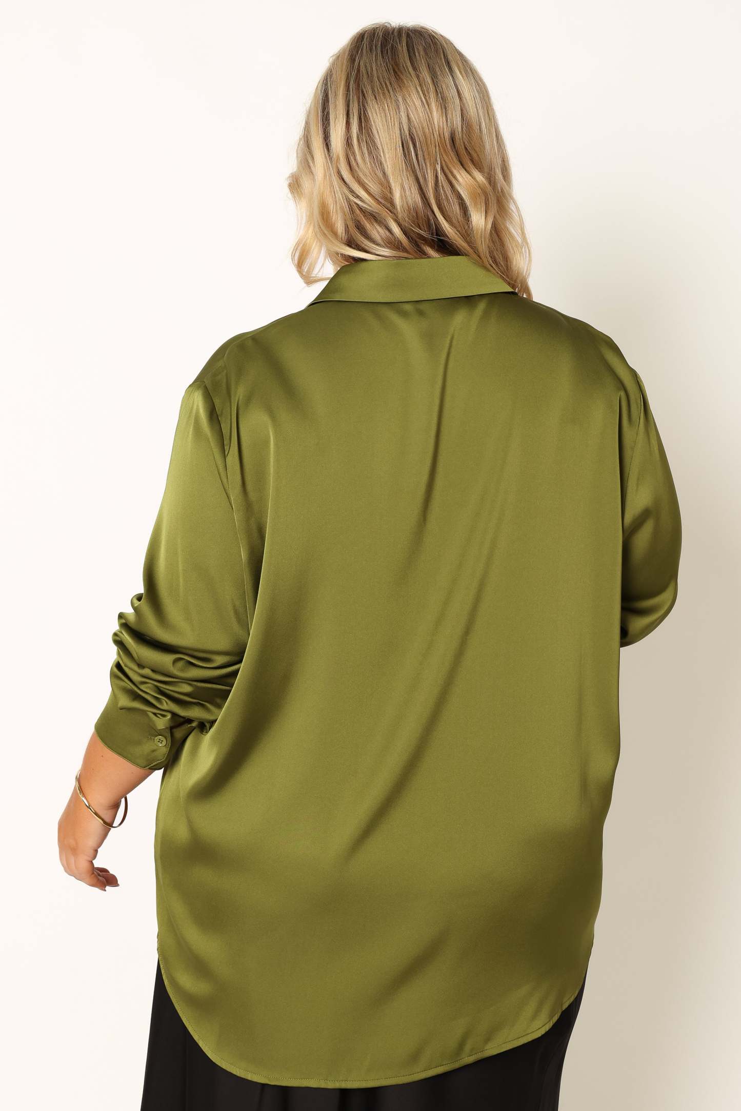 Narissa Satin Shirt - Palm Green-Sunny Prom
