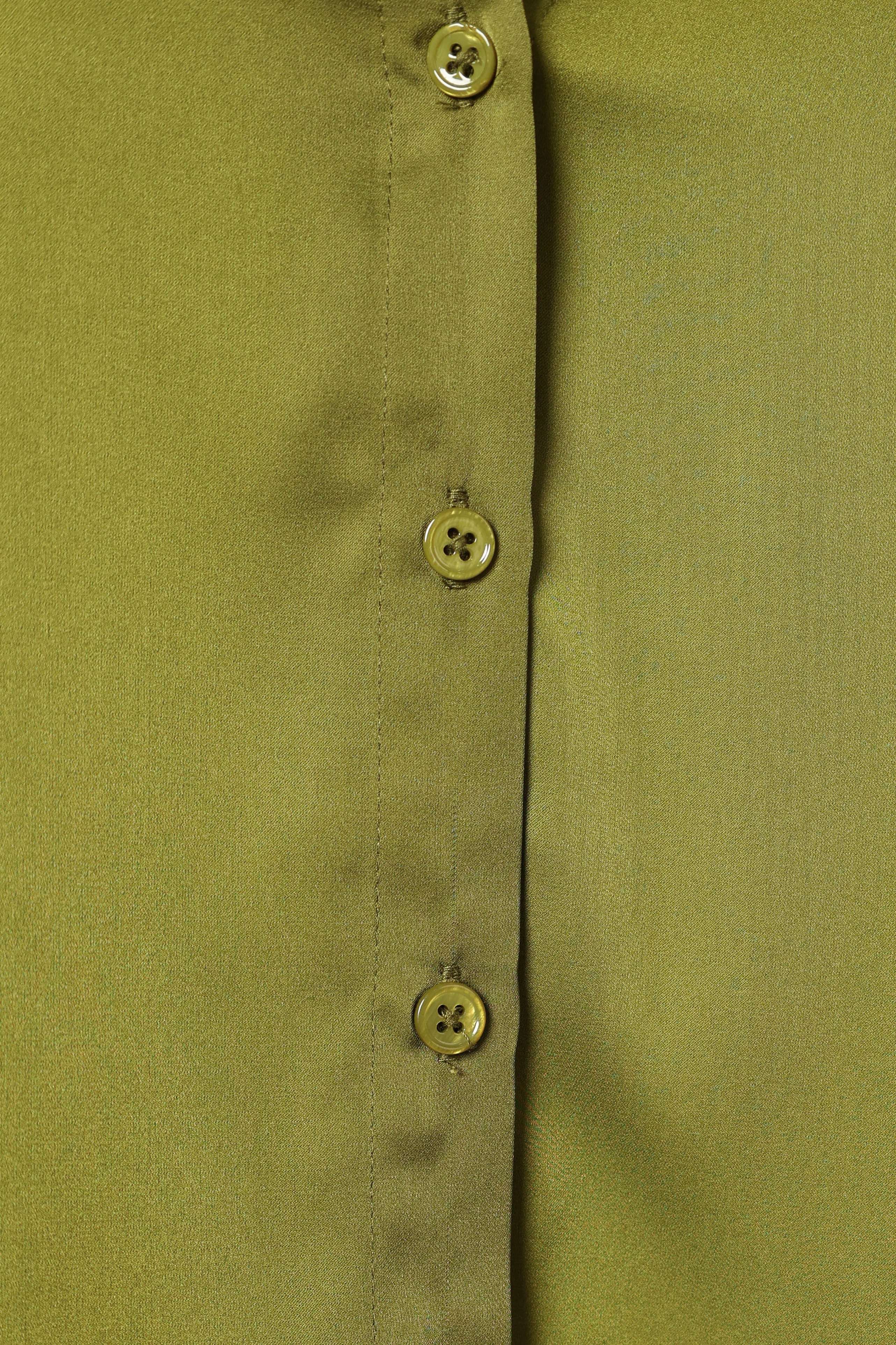 Narissa Satin Shirt - Palm Green-Sunny Prom