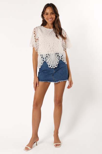 Sabina Top - White-Sunny Prom