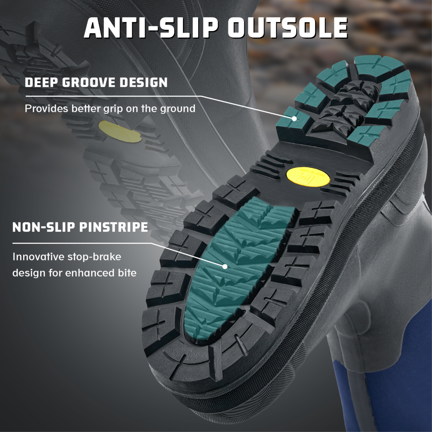 Trudave Men's Waterproof Rubber Hunting Boots with Steel Shank 