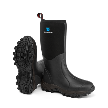 Trudave Waterproof Rubber Boots for Men and Women - Black