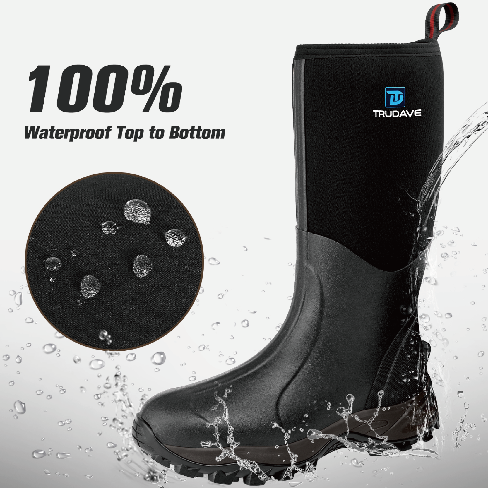 Trudave Waterproof Rubber Boots for Men and Women