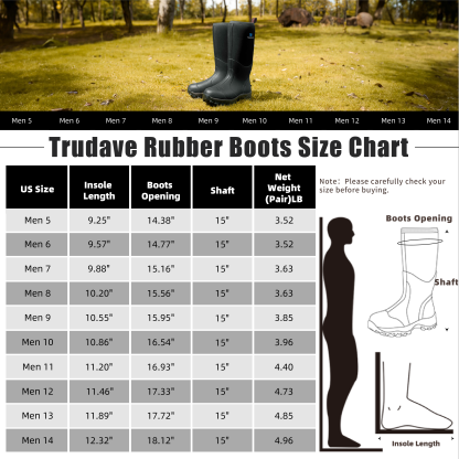 Trudave Waterproof Rubber Boots for Men and Women