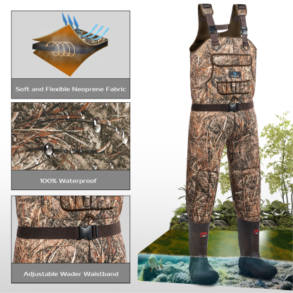 Trudave Reel Reed Chest Waders, Neoprene with 600G Insulation & Camo