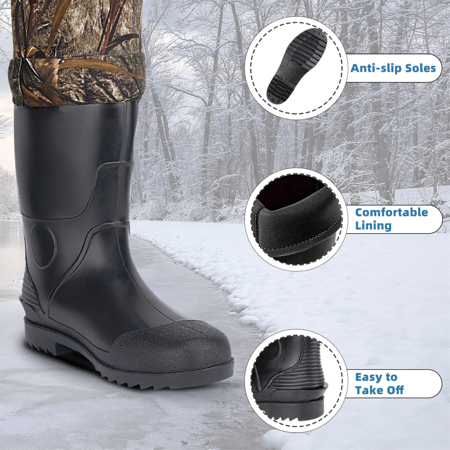 Trudave Real Grass Men's Chest Waders with Boots for Hunting