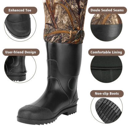 Trudave Real Grass Men's Chest Waders with Boots for Hunting