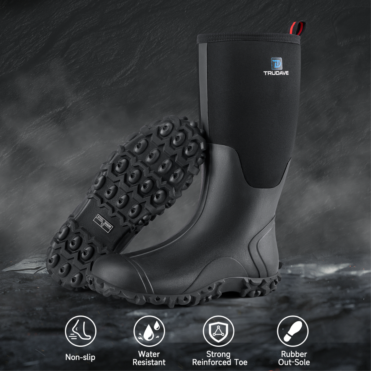 Trudave Rubber Boots for Men with Steel Shank