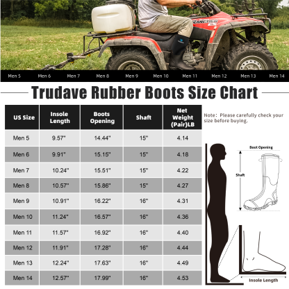 Trudave Rubber Boots for Men with Steel Shank