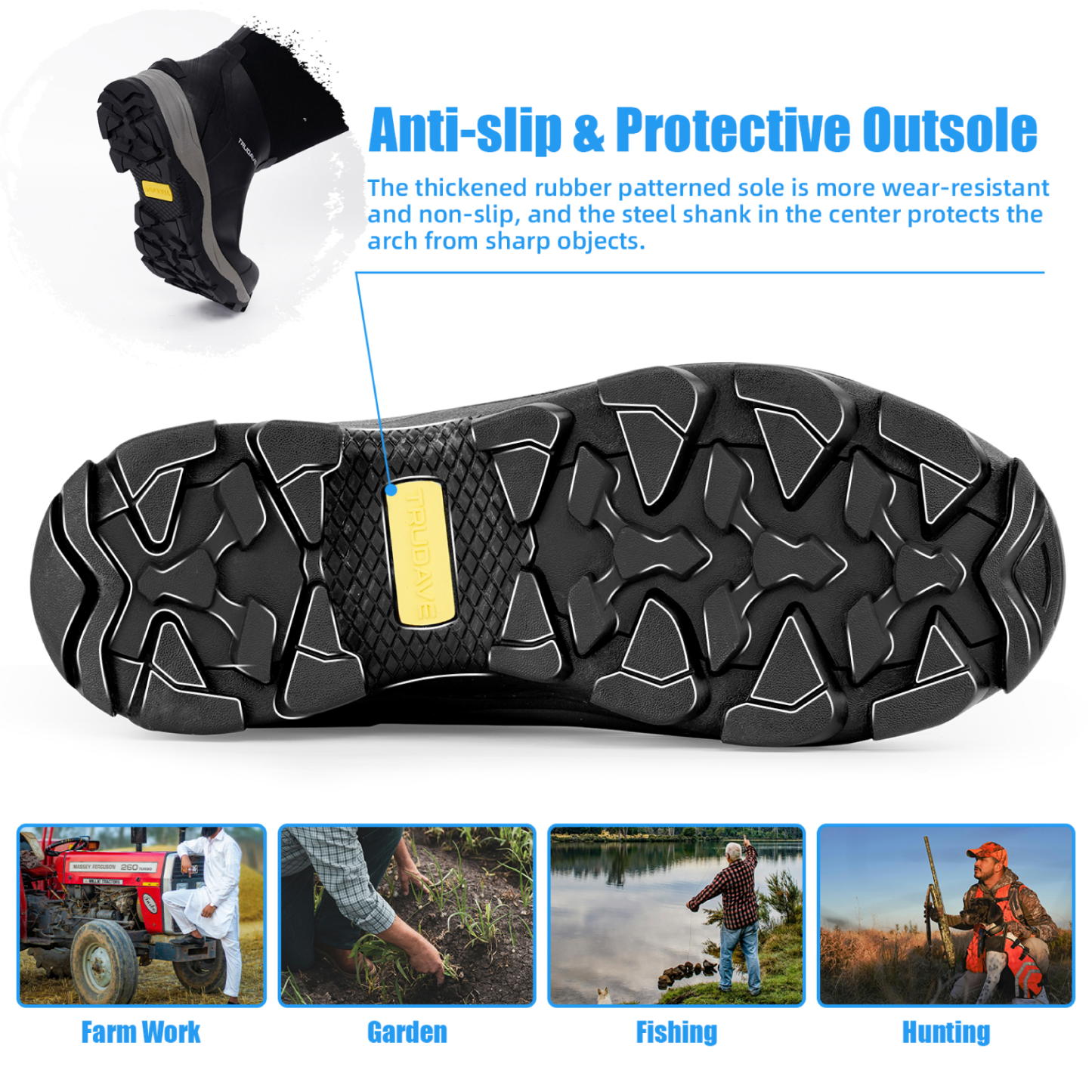Rubber Boots for Men With Steel Shank