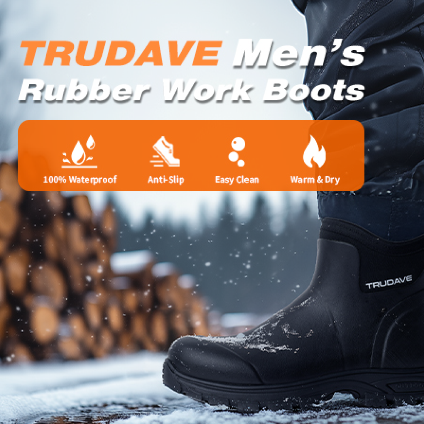 TRUDAVE Rain Boots Waterproof Garden Shoes