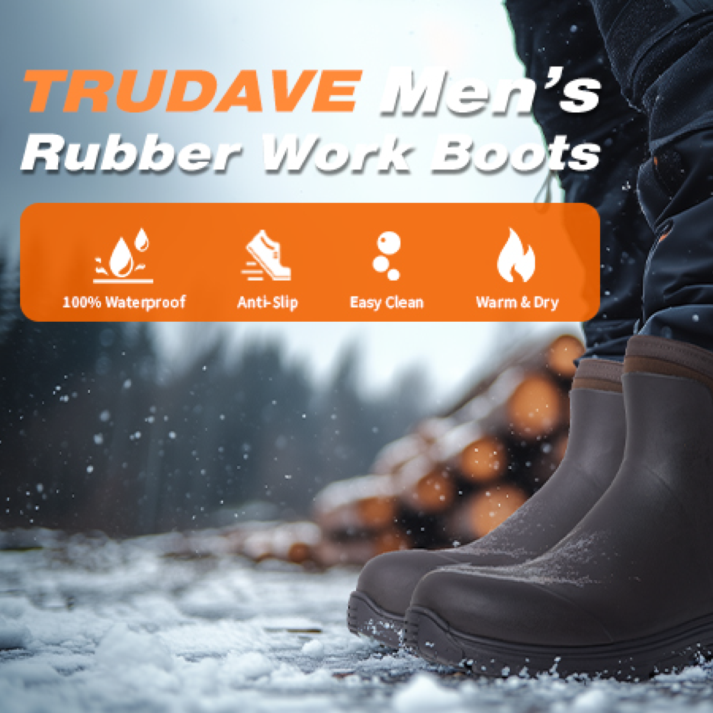 TRUDAVE Rain Boots Waterproof Garden Shoes