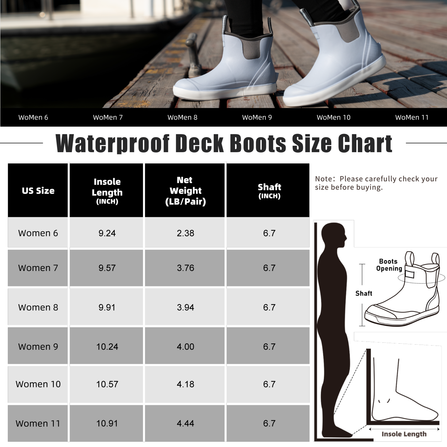 TRUDAVE Women’s Ankle Rain Boots & Rubber Deck Boots