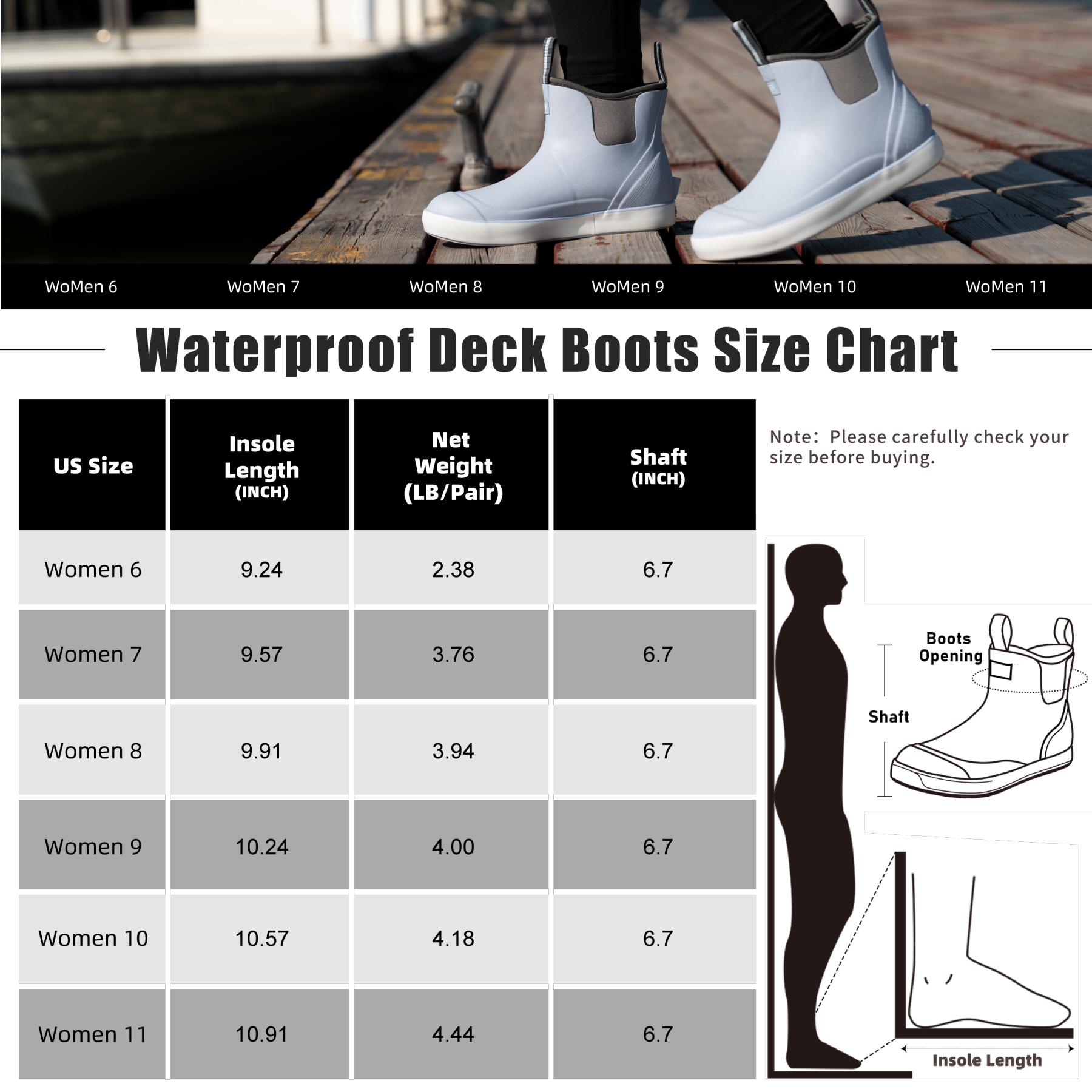 TRUDAVE Women’s Ankle Rain Boots & Rubber Deck Boots