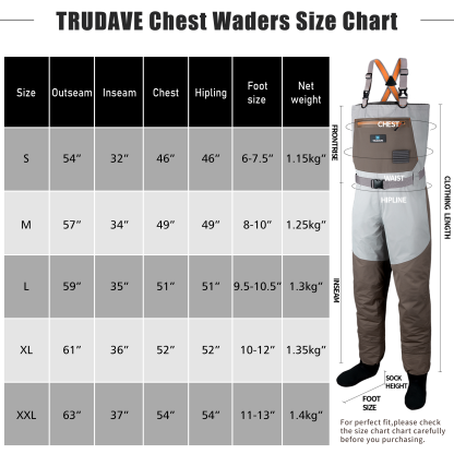 Trudave Stocking Foot Breathable Waders for Fly Fishing