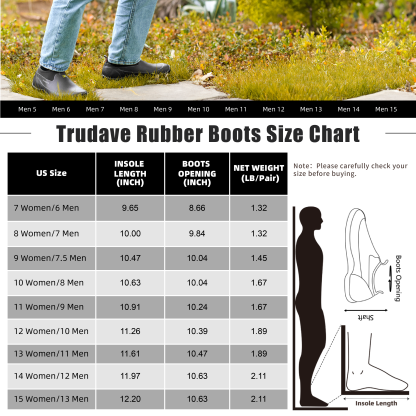 Trudave Unisex Ankle Rain Boots for Women & Men