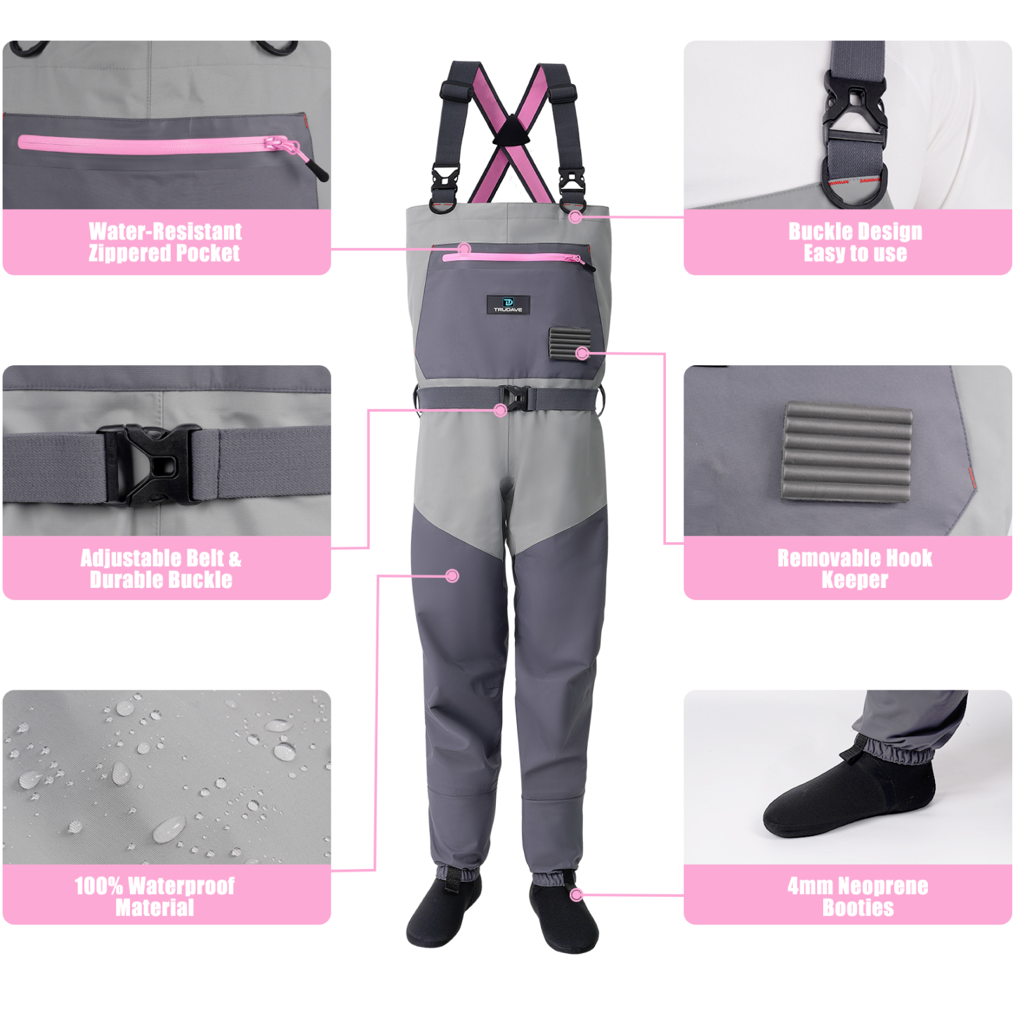 Trudave Women’s Breathable Stocking Foot Fishing Waders