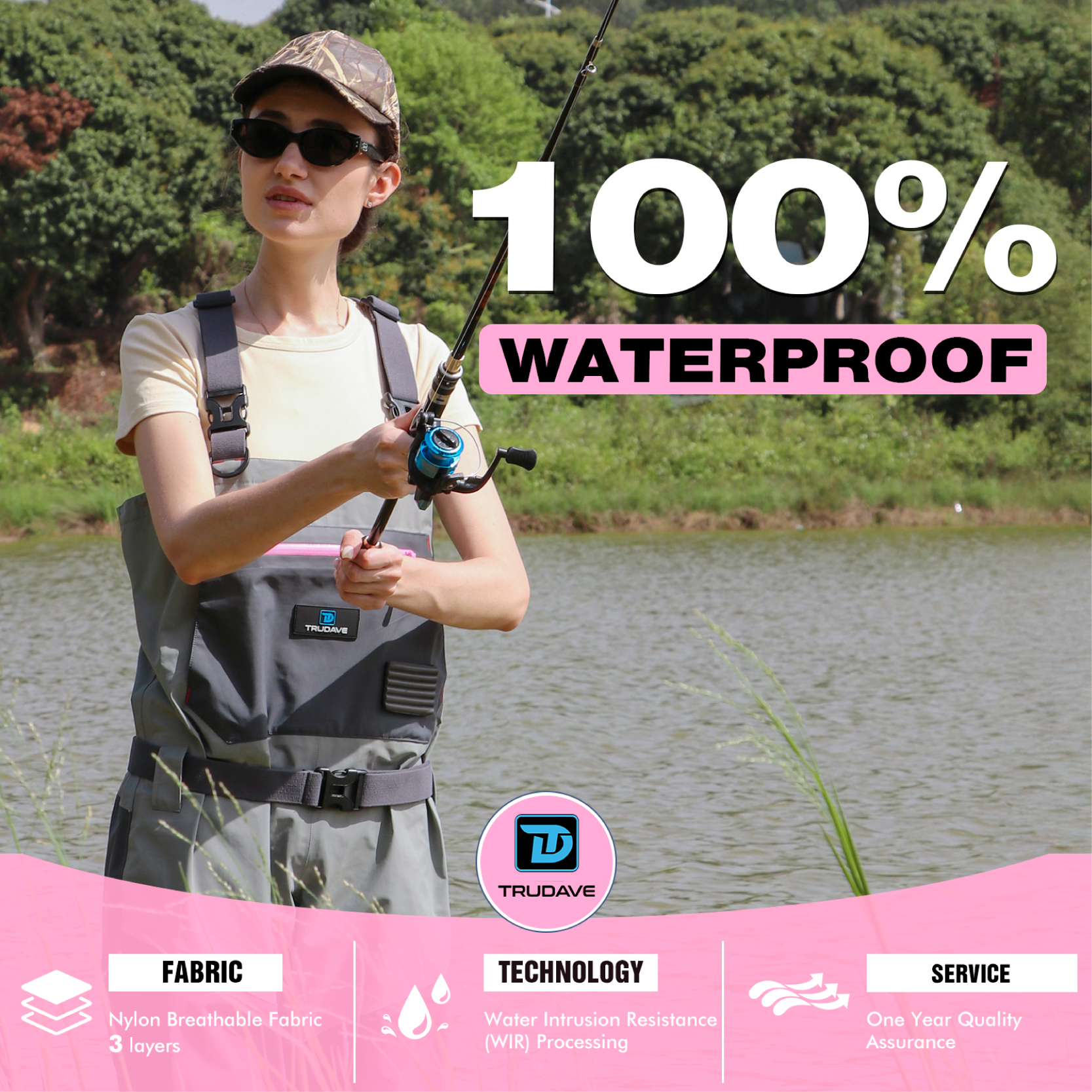 Trudave Women’s Breathable Stocking Foot Fishing Waders