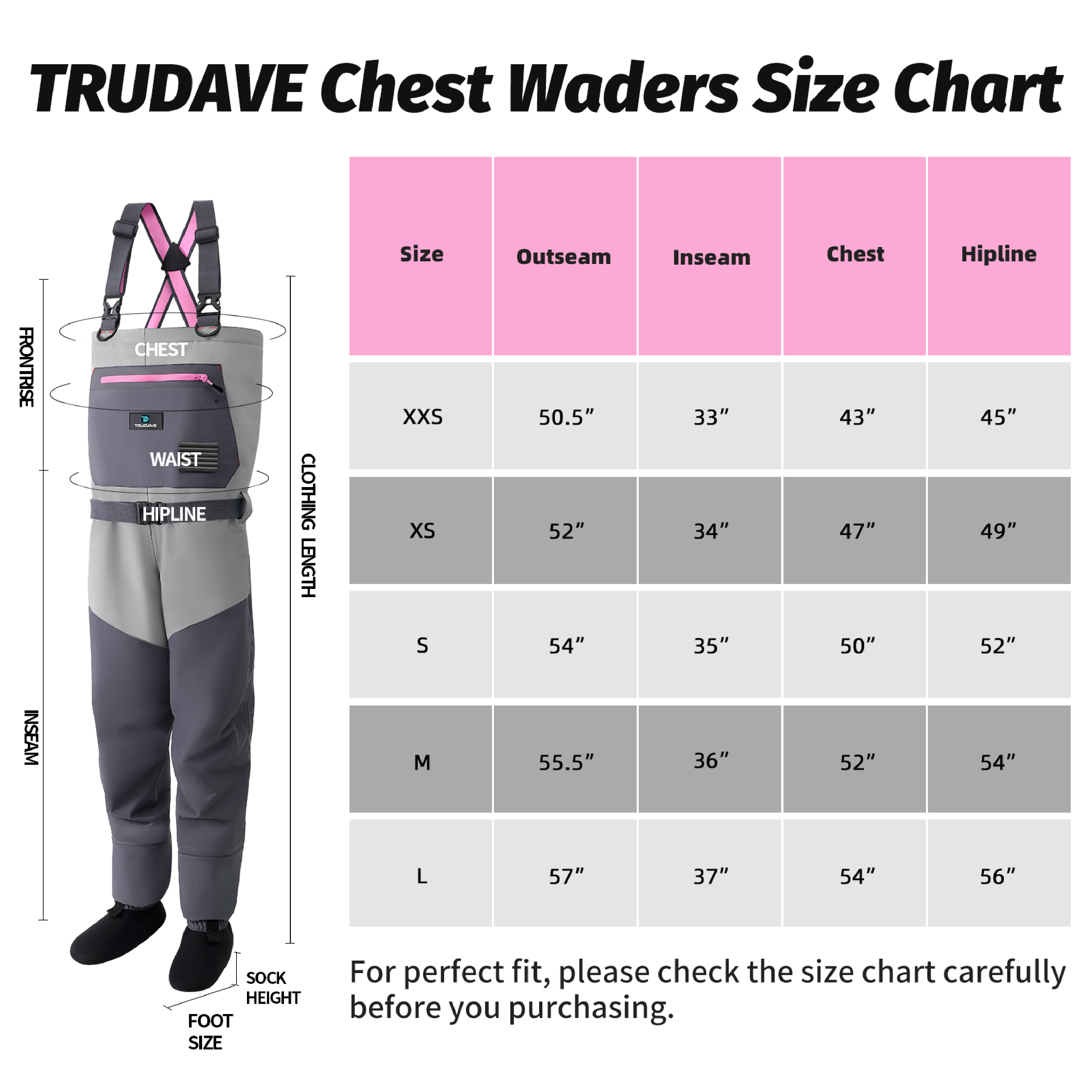 Trudave Women’s Breathable Stocking Foot Fishing Waders