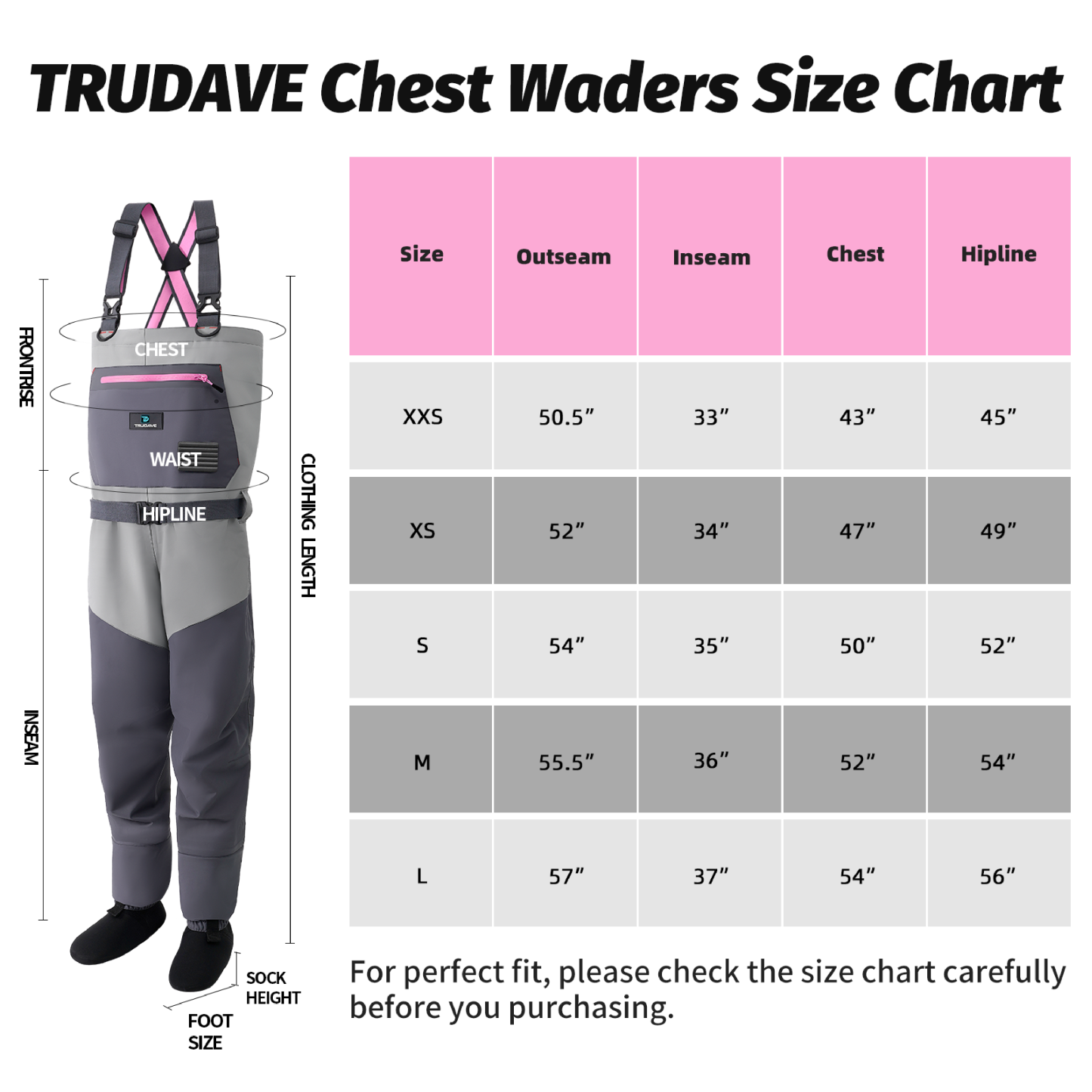 Trudave Women’s Breathable Stocking Foot Fishing Waders