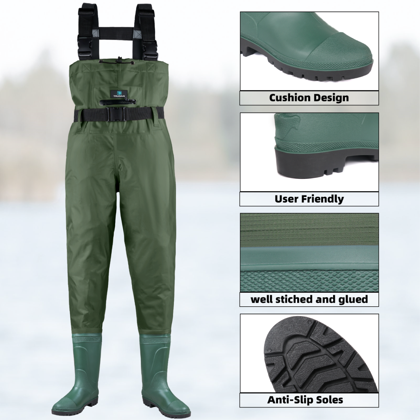 Trudave Fishing Waders with Boots for Men and Women 