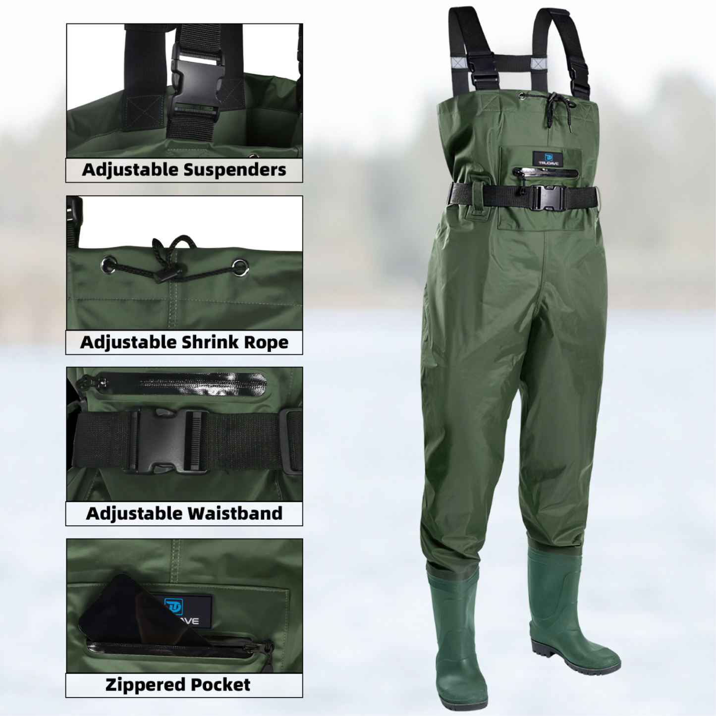 Trudave Fishing Waders with Boots for Men and Women 