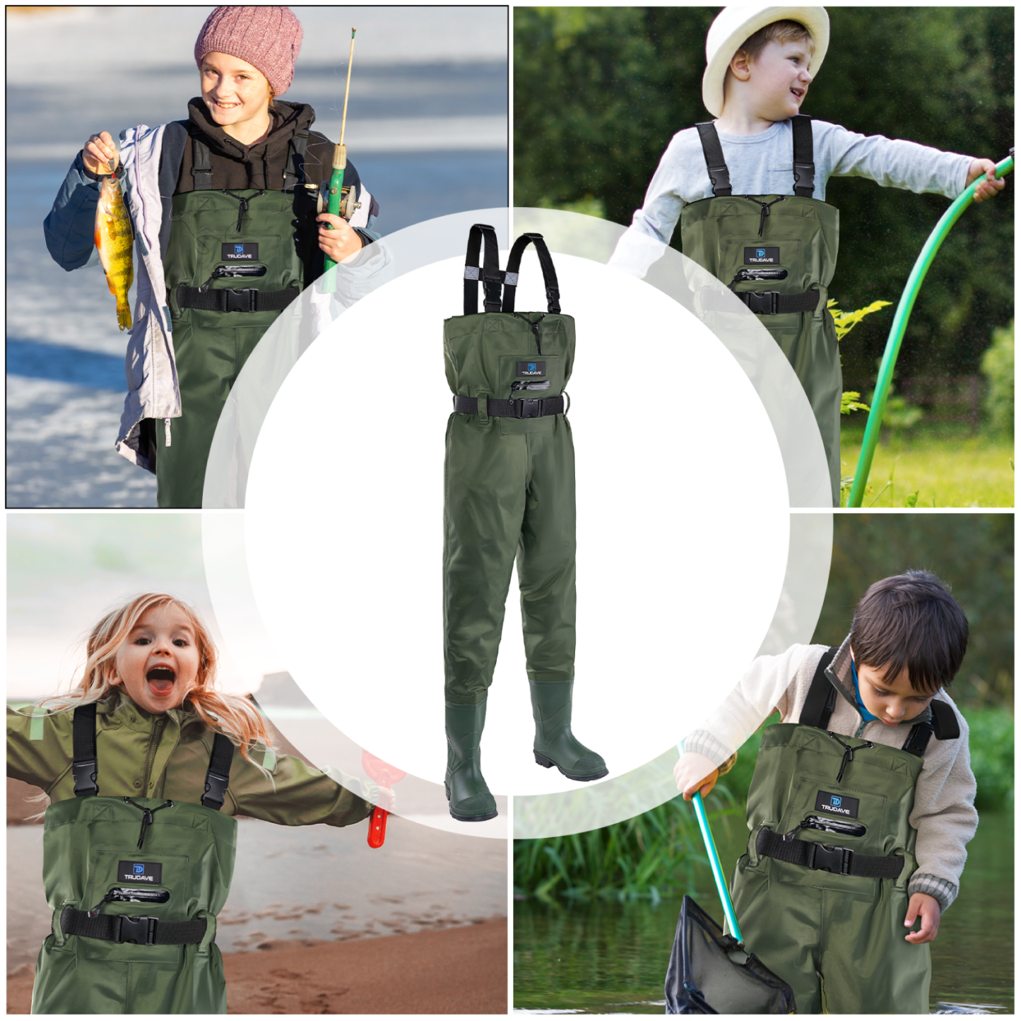 Trudave Lightweight Kids Waders with Boots 