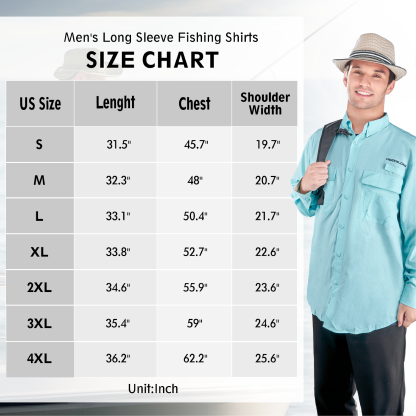TruDave Men's Long Sleeve Fishshirt, Clothing with SPF Sun Protection, Sun Proof UV 50+ Protection Sunblock Long Sleeve Fishing Shirts for Men, Performance Fishing Gear Shirts Khaki